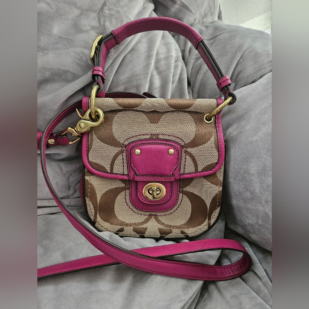 Coach Pink And Brown Crossbody, Genuine Coach Bag